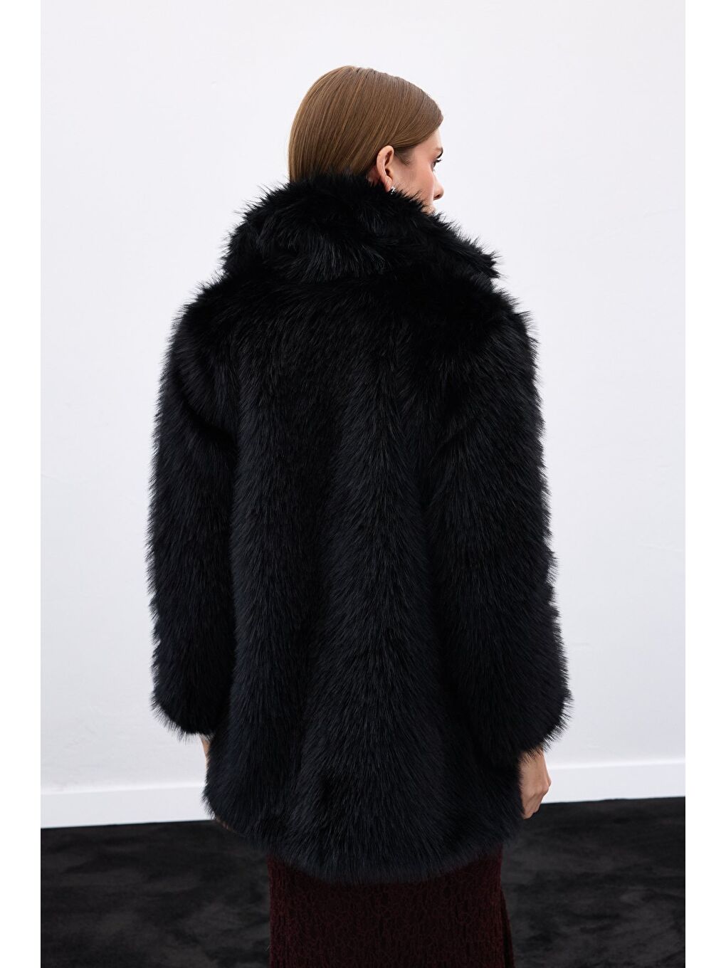 Çıt Çıt Detaylı Kürk - Siyah-7