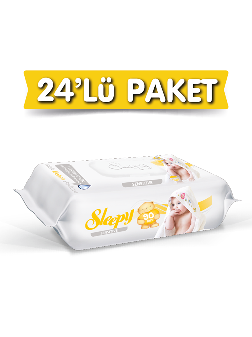 Sleepy Beyaz Sensitive Islak Havlu 24X90 lı