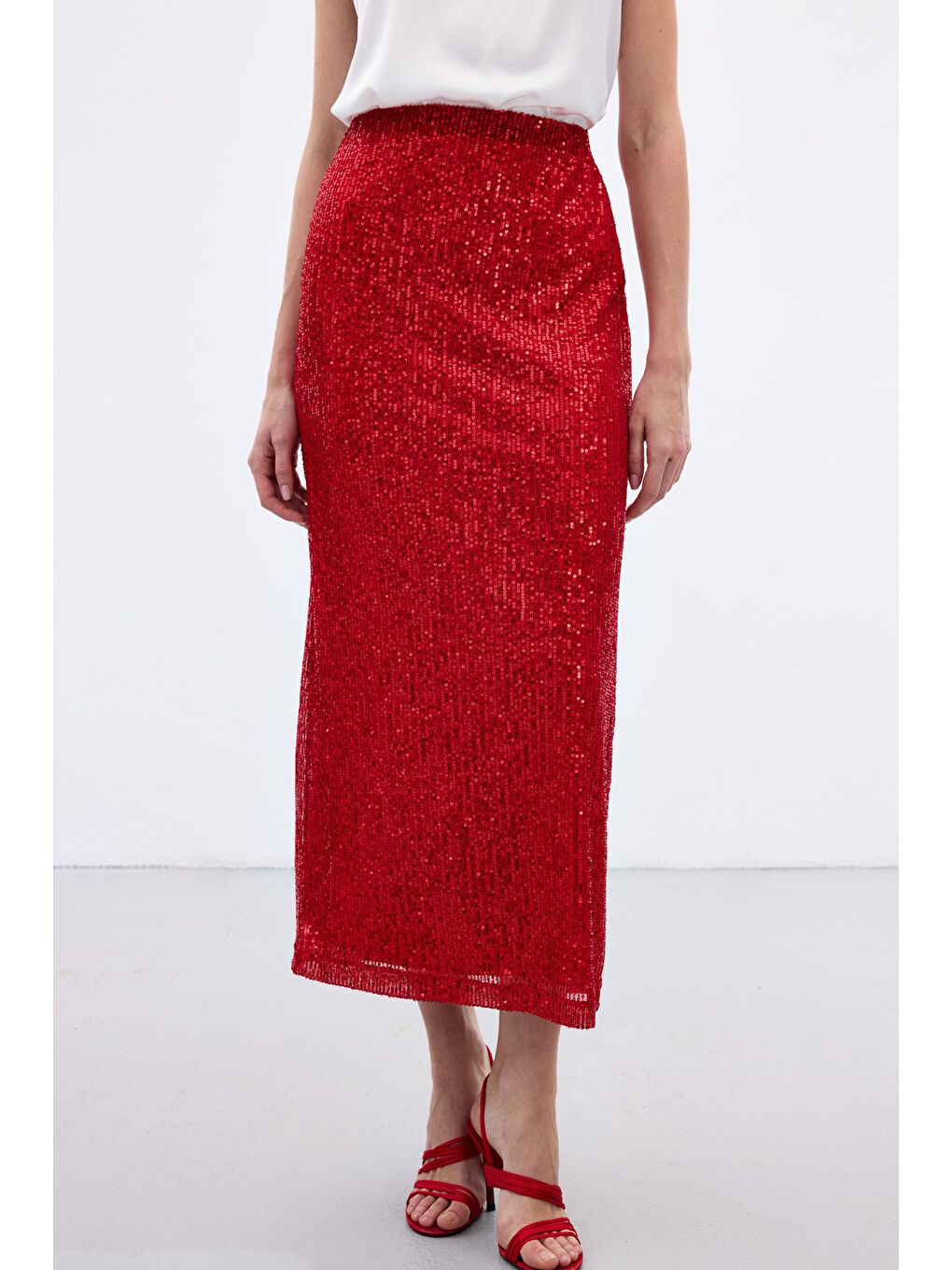 Karolin Midi Etek - Kırmızı-4