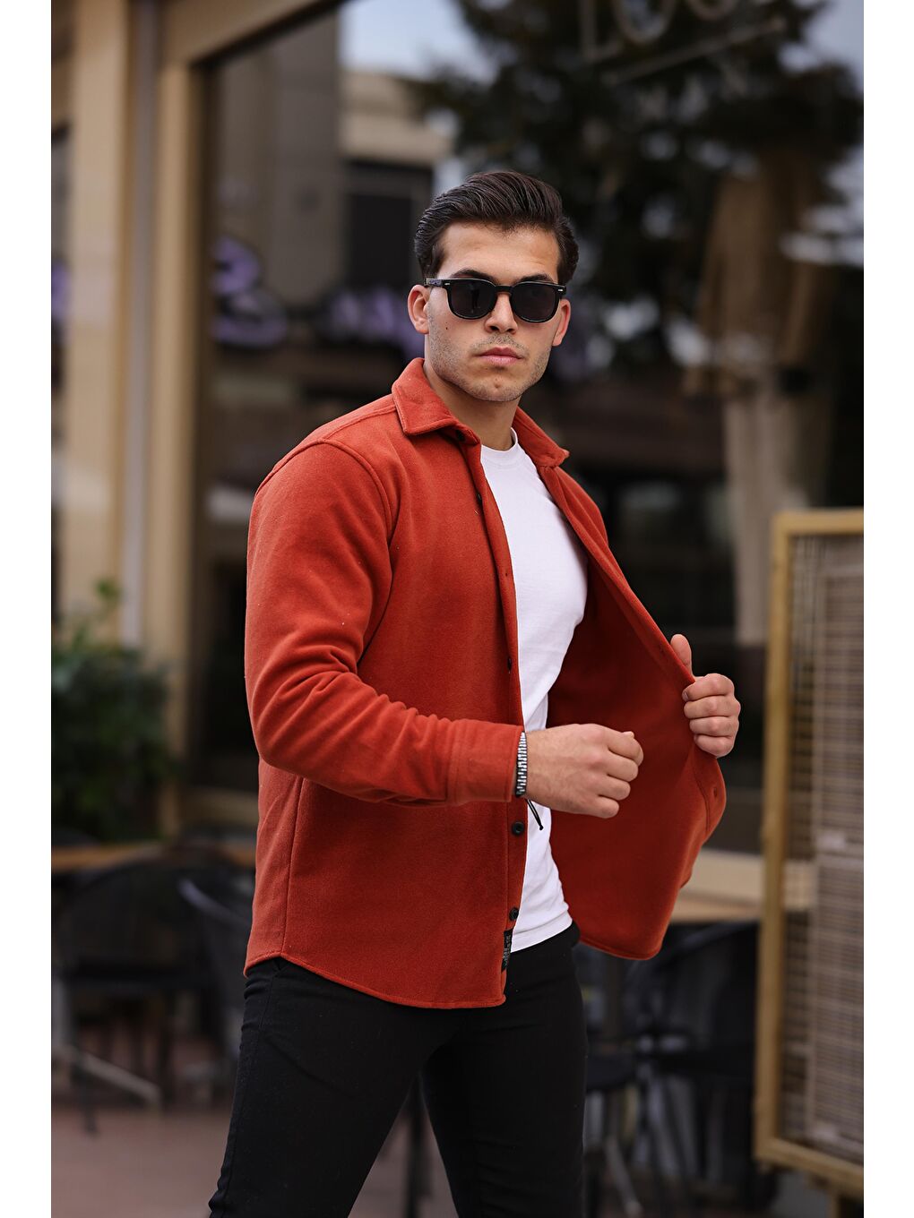 Kahverengi Oversize Düz Polar Gömlek XC U 200-1