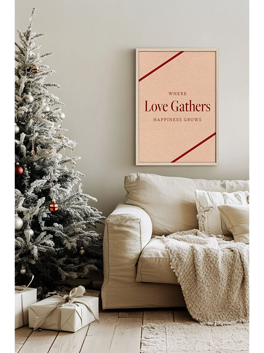 Beyaz Tek Parça Gerçek Ham Ahşap Çerçeveli Yılbaşı(New Year) Temalı Tablo - Model 94 - NWYEARSNGMDL94-5070-1