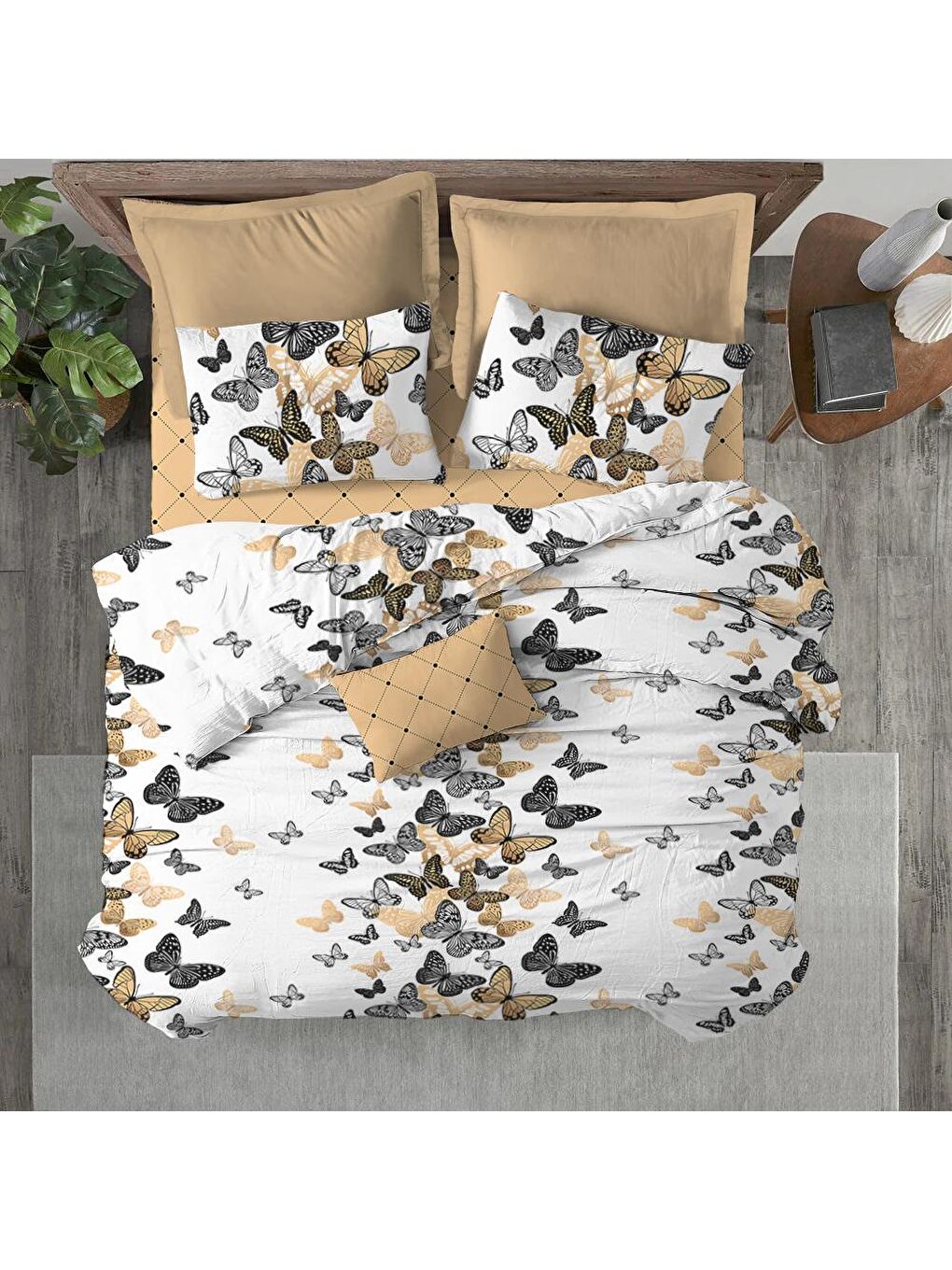 Karışık Baskılı,Desenli Çift Kişilik Nevresim Takımı (ÇARŞAFSIZ) 200x220 cm-1