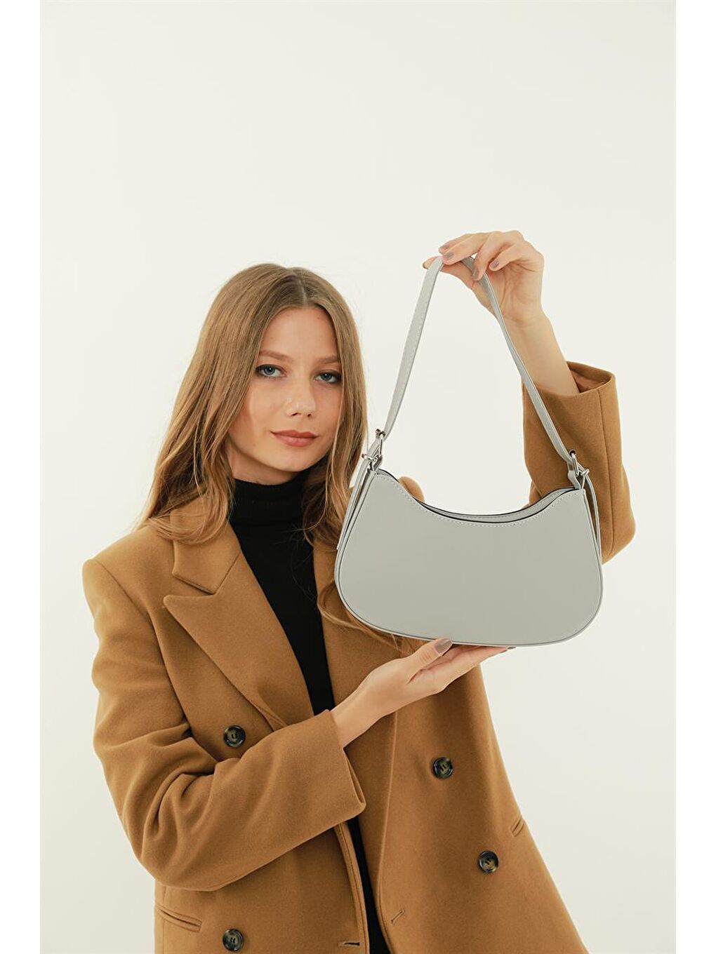 Parma Baguette Kadın Çanta - Gri-5