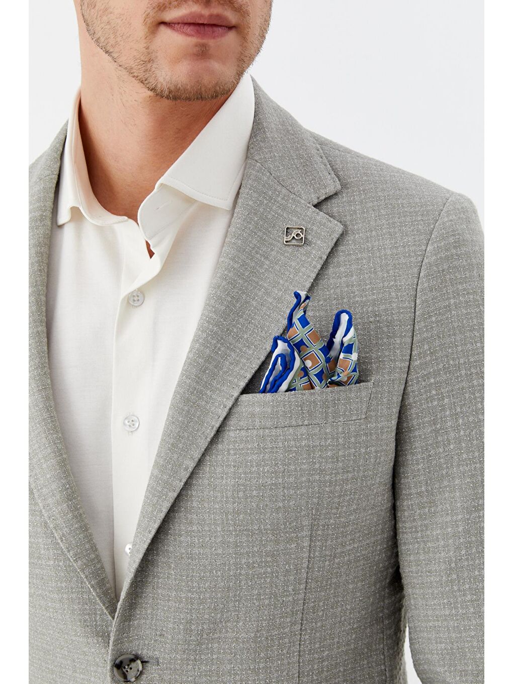 Yeşil Mono Yaka Keten Karışımlı Blazer Erkek Ceket – 6 Drop-2