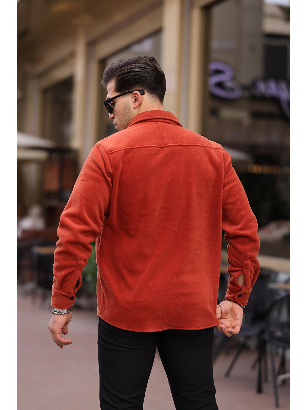 Kahverengi Oversize Düz Polar Gömlek XC U 200-3