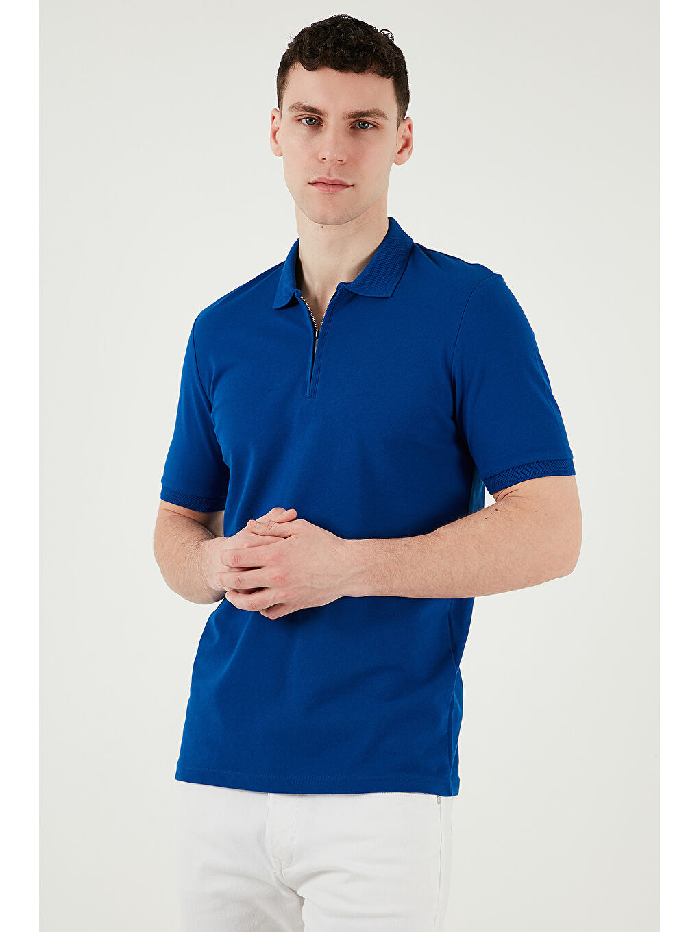 Mavi Pamuklu Regular Fit Yarım Fermuarlı Polo Yaka %100 Pamuk Tişört 5903008-4