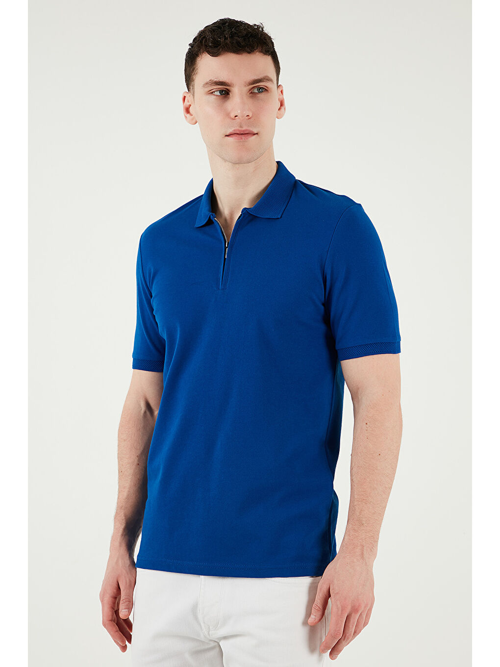 Mavi Pamuklu Regular Fit Yarım Fermuarlı Polo Yaka %100 Pamuk Tişört 5903008-5