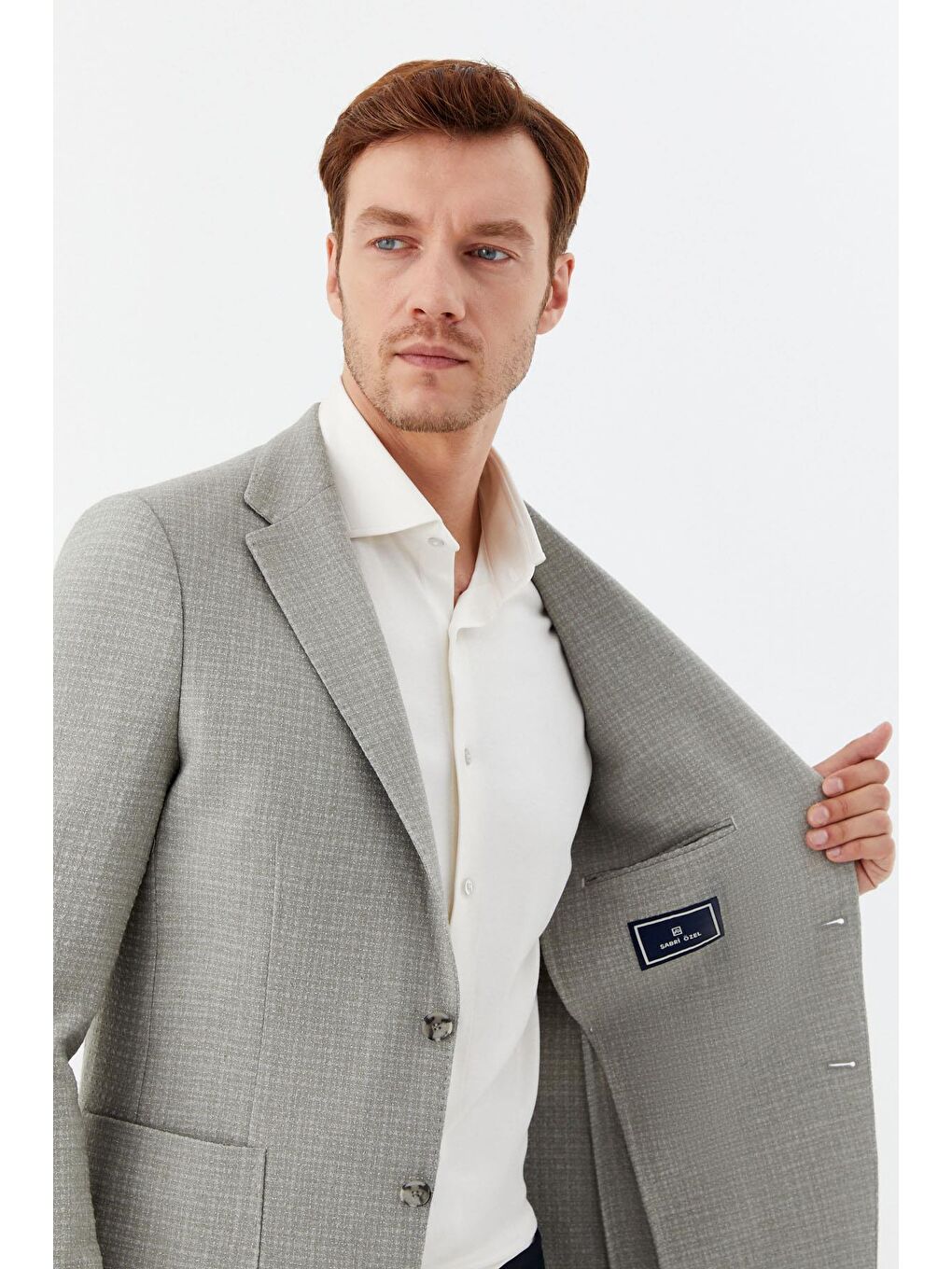 Yeşil Mono Yaka Keten Karışımlı Blazer Erkek Ceket – 6 Drop-3