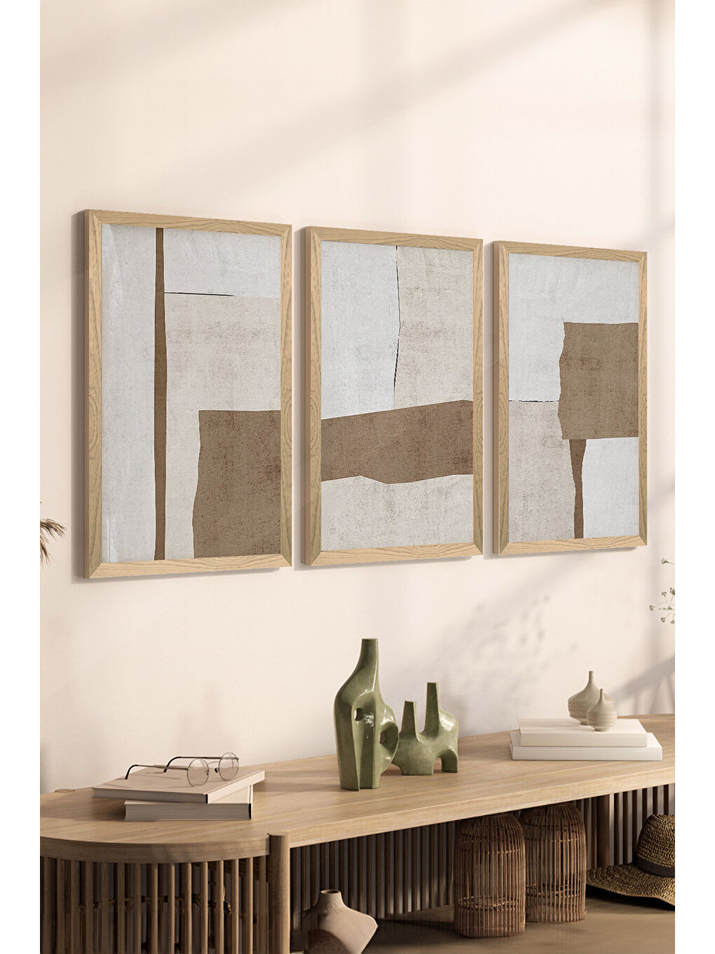 Beyaz 3 Parça Ahşap Çerçeve Görünümlü Mdf Tablo Seti - ERSYCRVSZ3SET2 - 20 x 30