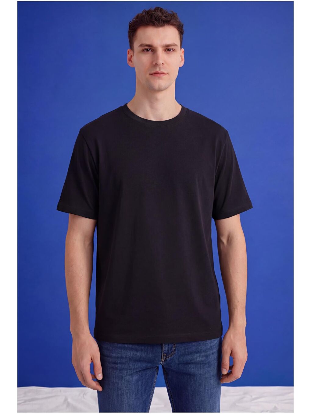 Siyah Erkek Oversize Tişört Nefes Alan Yumuşak Dokulu Terletmeyen Rahat Kalıp Basic-5