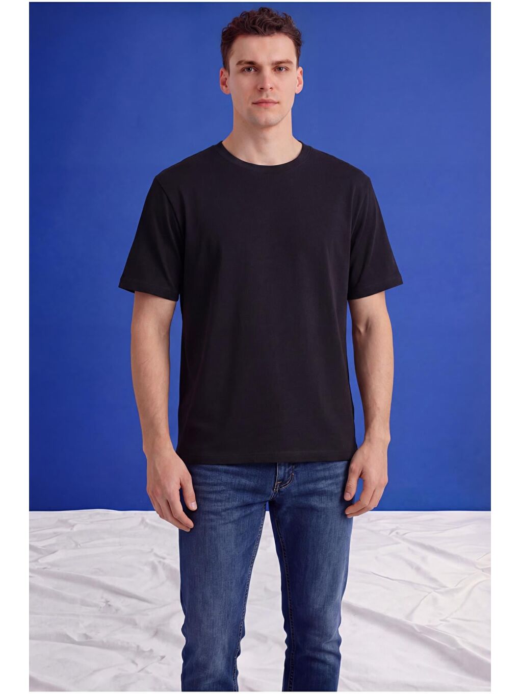 Siyah Erkek Oversize Tişört Nefes Alan Yumuşak Dokulu Terletmeyen Rahat Kalıp Basic-6