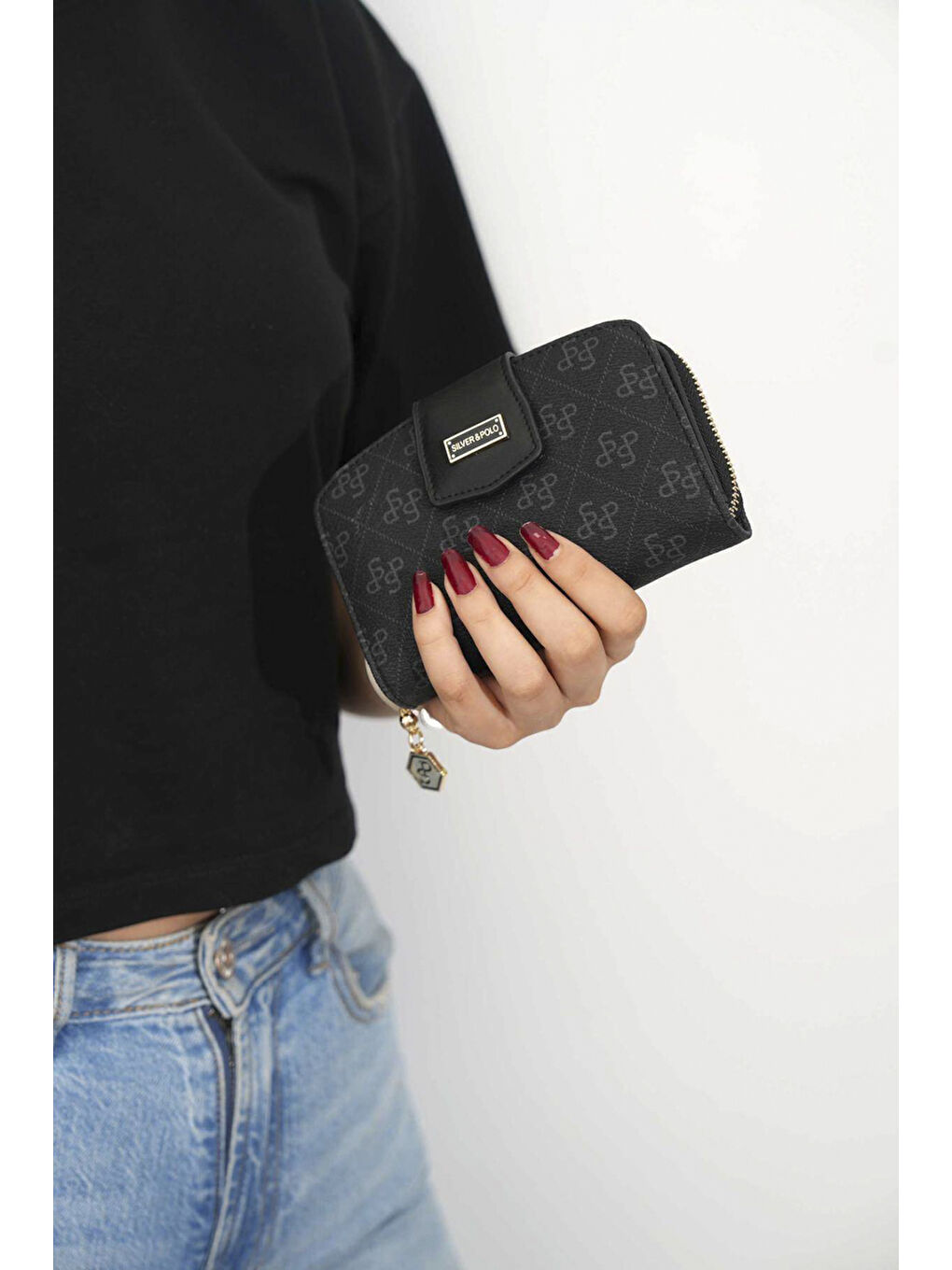 Siyah Kadın Cüzdan 874-45486 SILVER POLO BAYAN PORTFÖY M178 SİYAH-MAT SİYAH-2