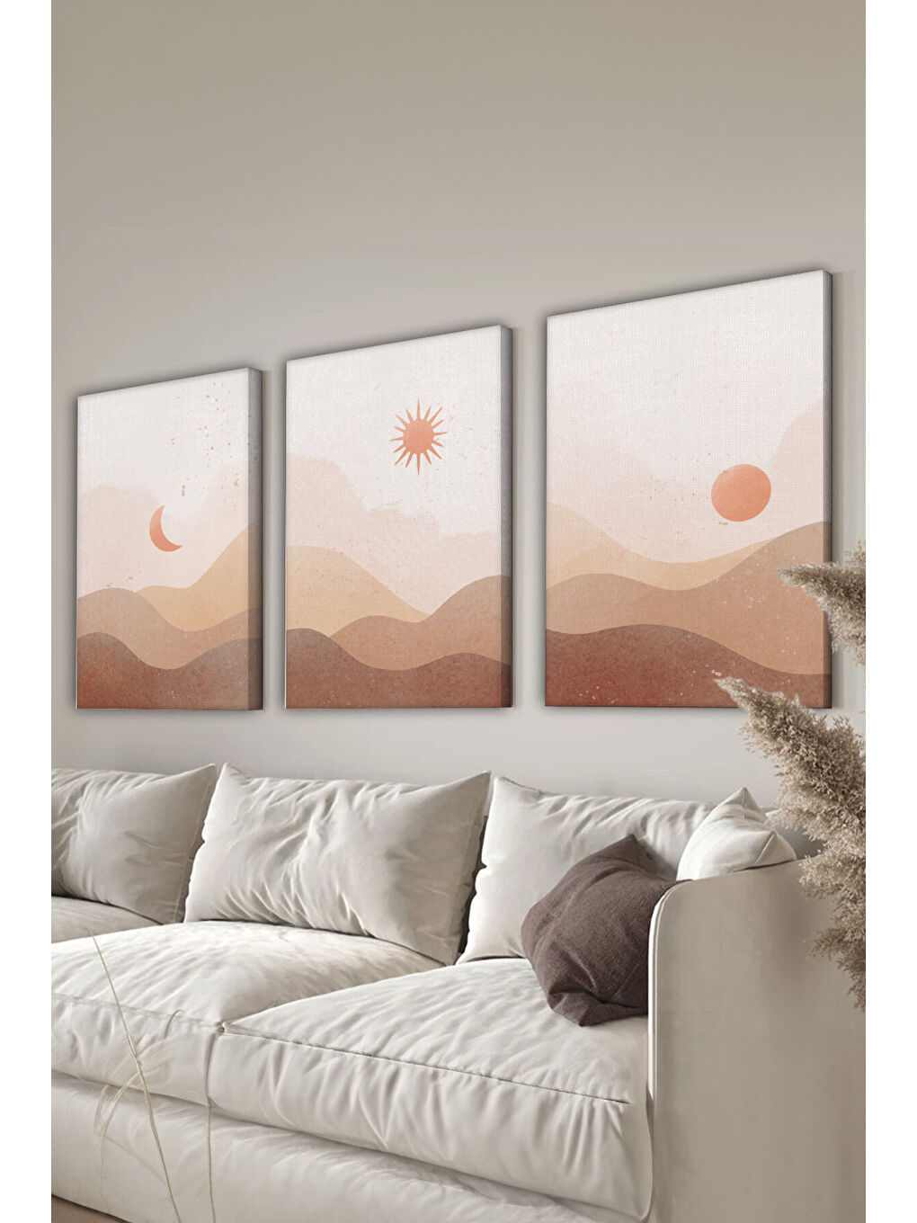 Beyaz Dekoratif 3 Parça Kanvas Tablo - 3CNVS10 - 30 x 40