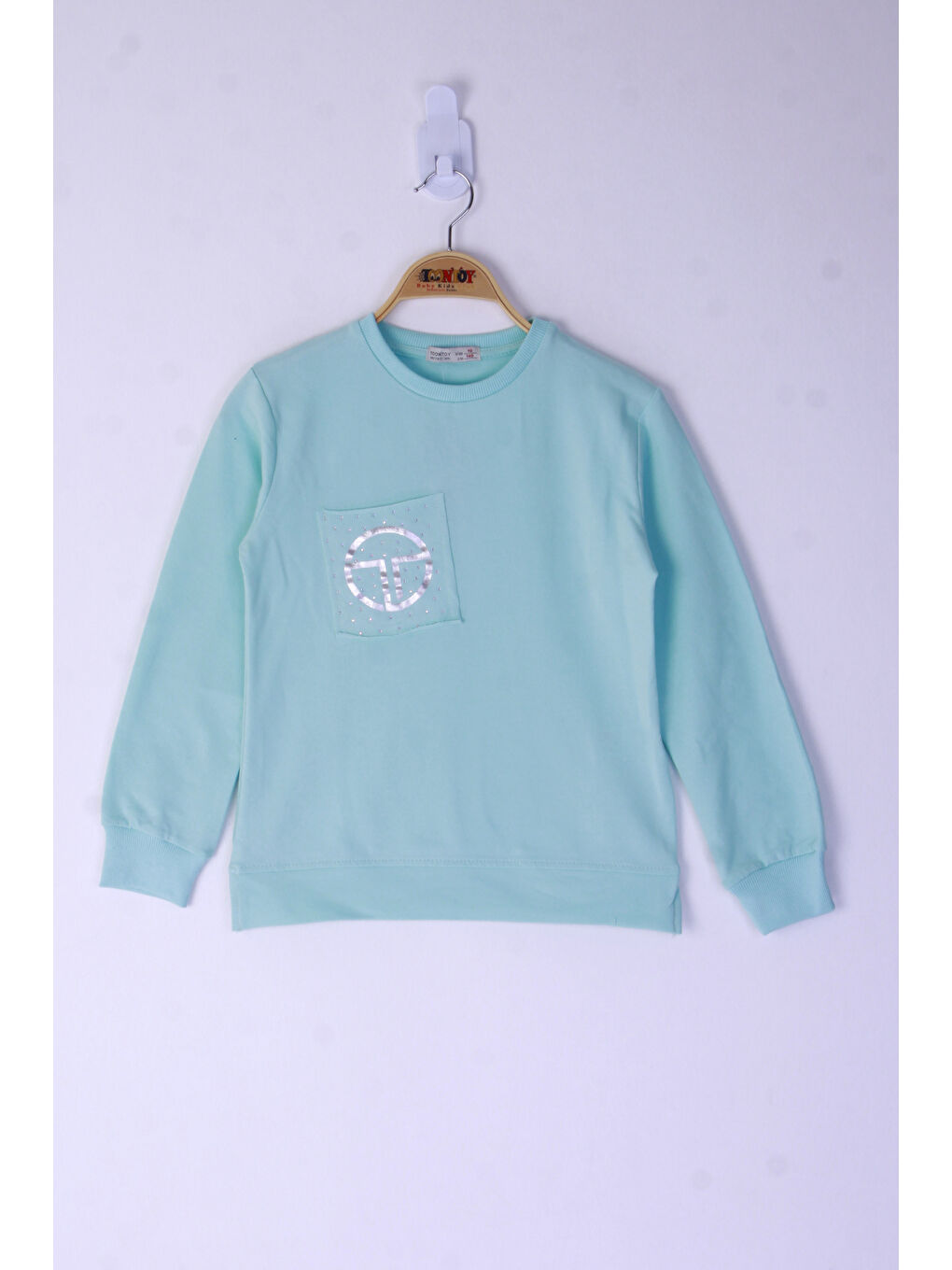 Toontoykids Yeşil Kız Çocuk Cebi Arma Baskılı Sweatshirt