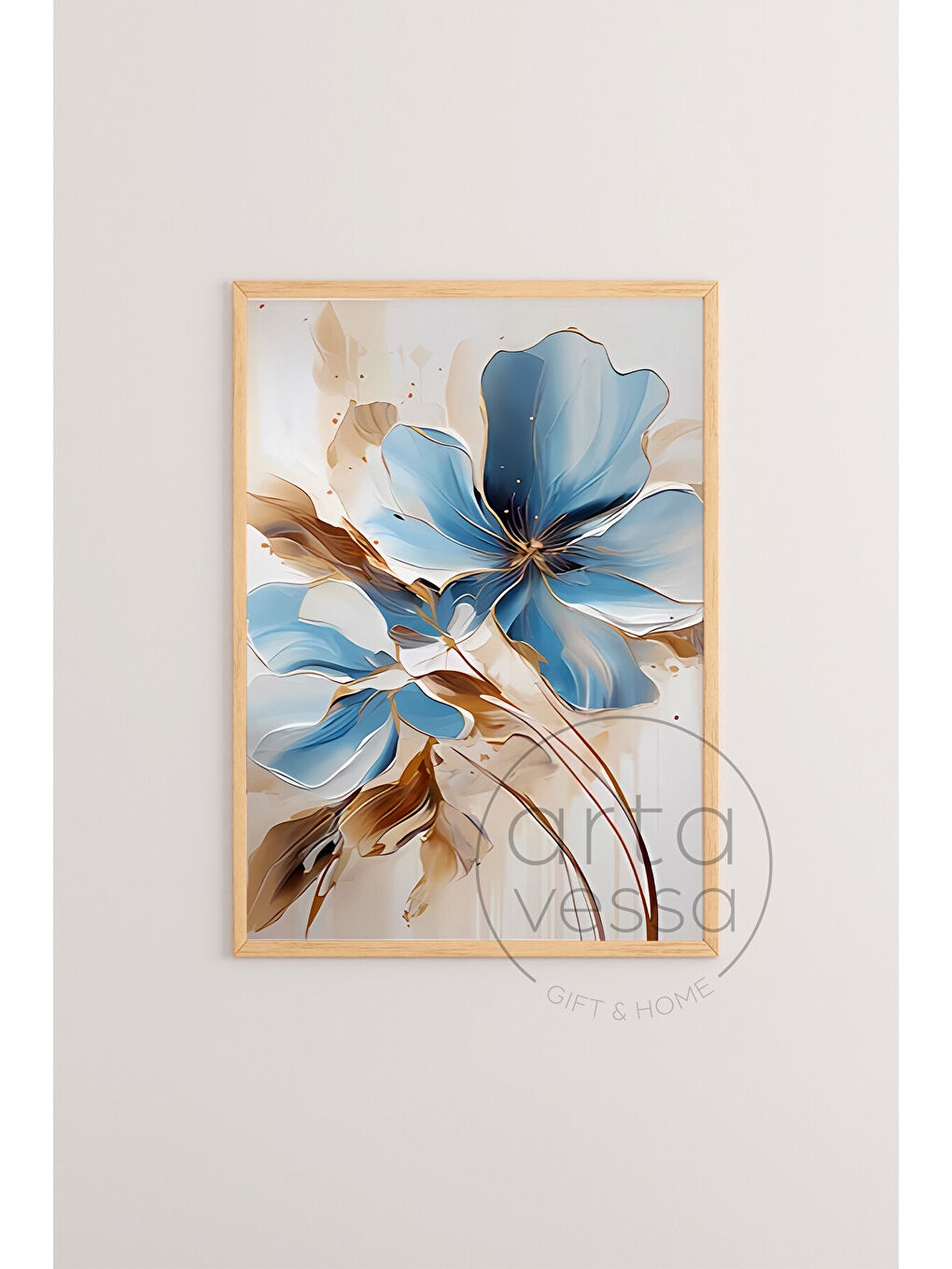 Beyaz 3 Parça Ham Renk Gerçek Ahşap Çerçeveli Tablo Seti - Model 1 - 20 x 30-2