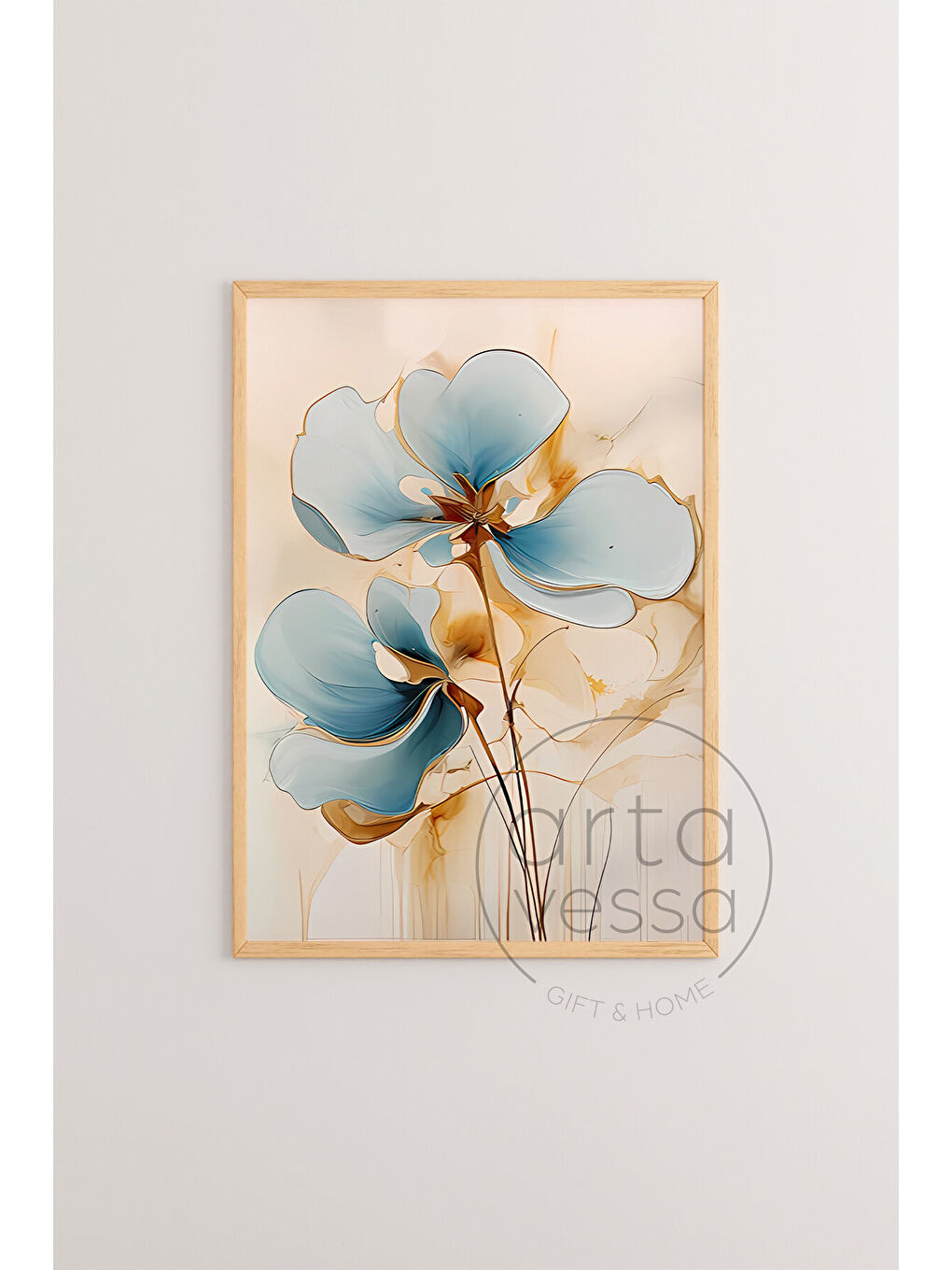 Beyaz 3 Parça Ham Renk Gerçek Ahşap Çerçeveli Tablo Seti - Model 1 - 20 x 30-3