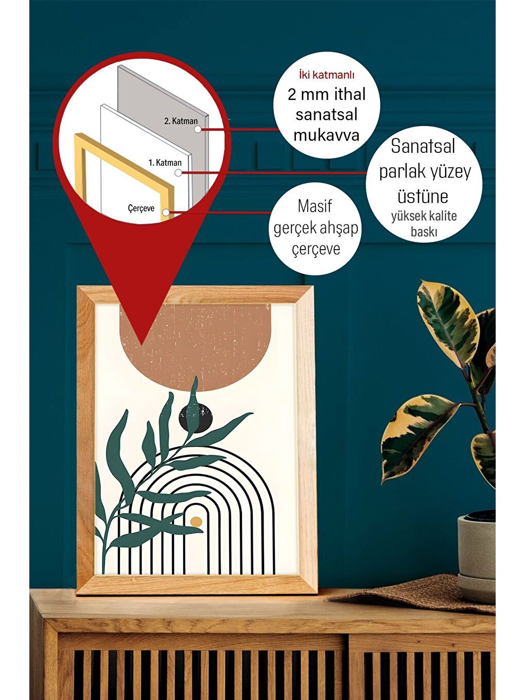 Beyaz Gerçek Ahşap Çerçeveli 3 Parça 3D Poster Tablo Seti - 3DARTSOHOSET130-3348-3