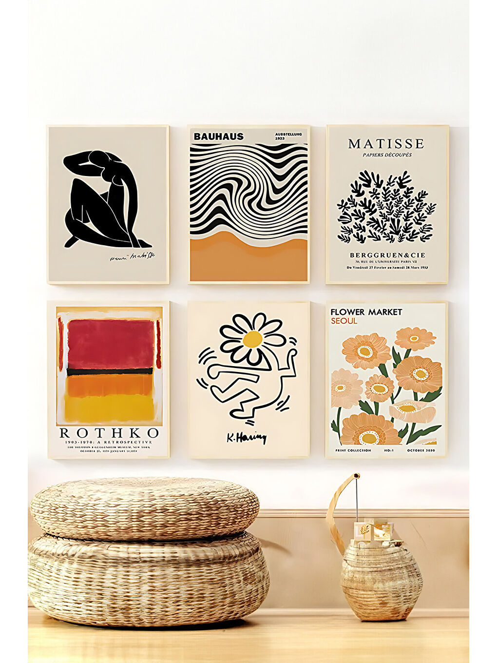 Beyaz 6 Parça Çerçeve Görünümlü Mdf Tablo Seti - ARTSYCLLCT7-2030