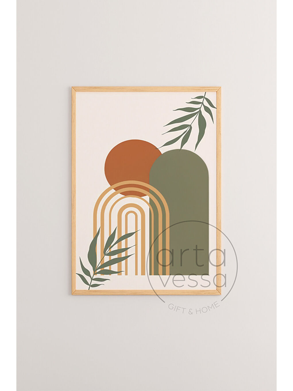 Beyaz 3 Parça Ham Renk Gerçek Ahşap Çerçeveli Tablo Seti - Model 5 - 20 x 30-2