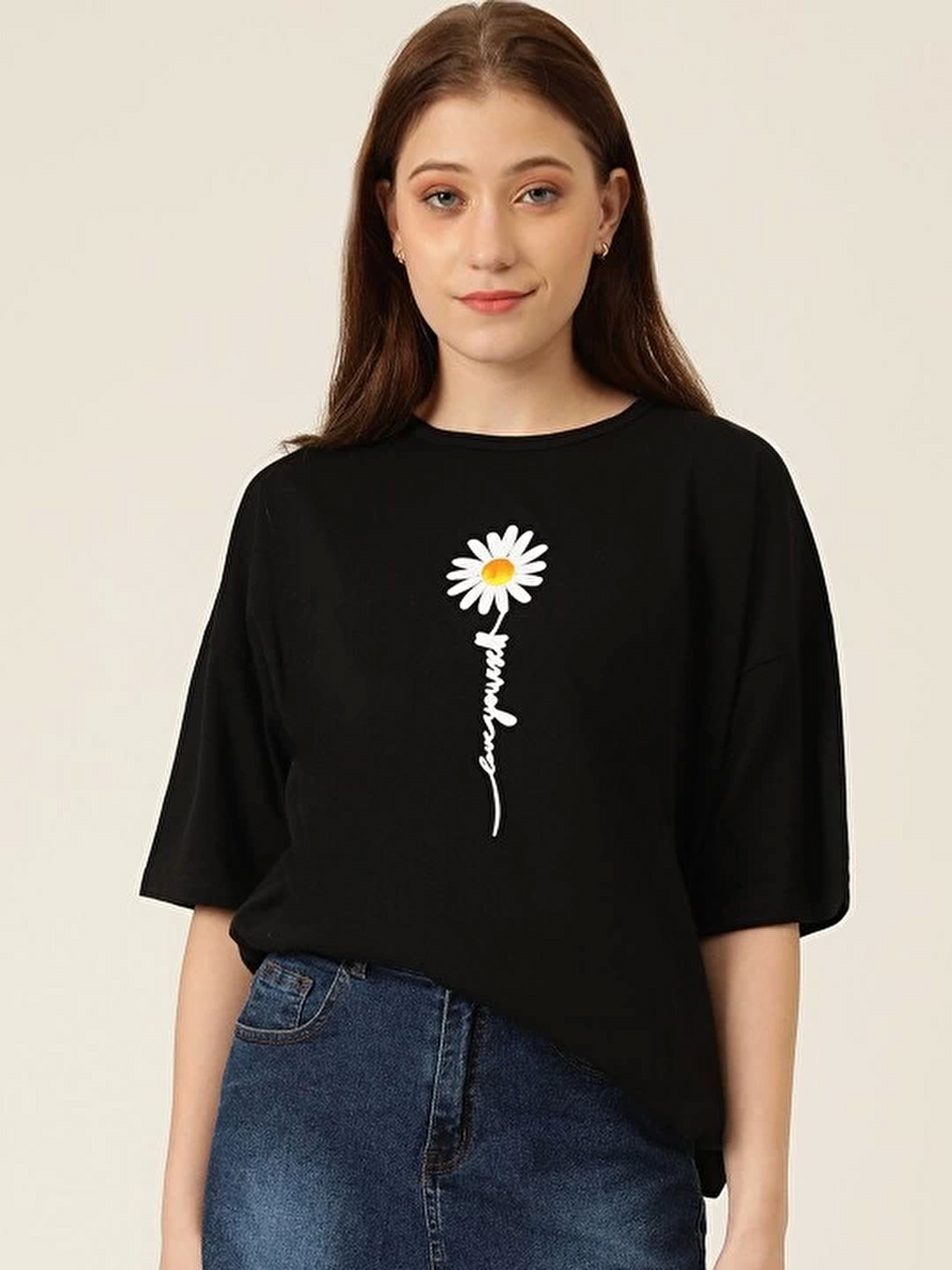 Baskılı T-shirt - Siyah-1