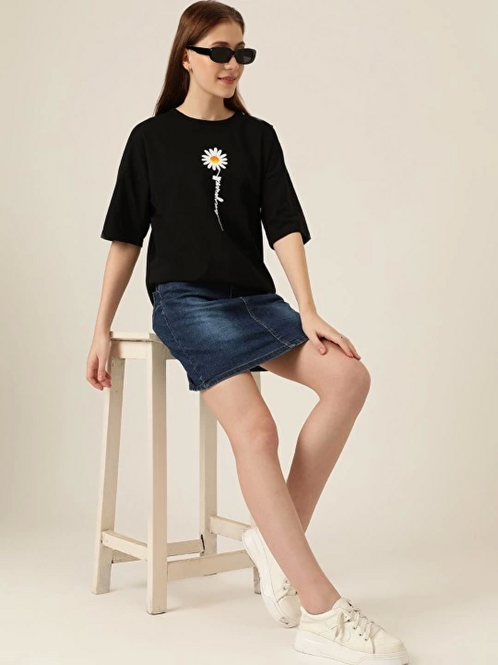 Baskılı T-shirt - Siyah-2