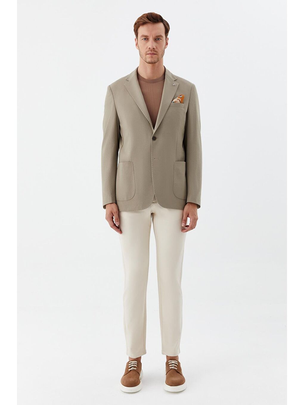 Bej Regular Fit Mono Yaka Erkek Blazer Ceket-1
