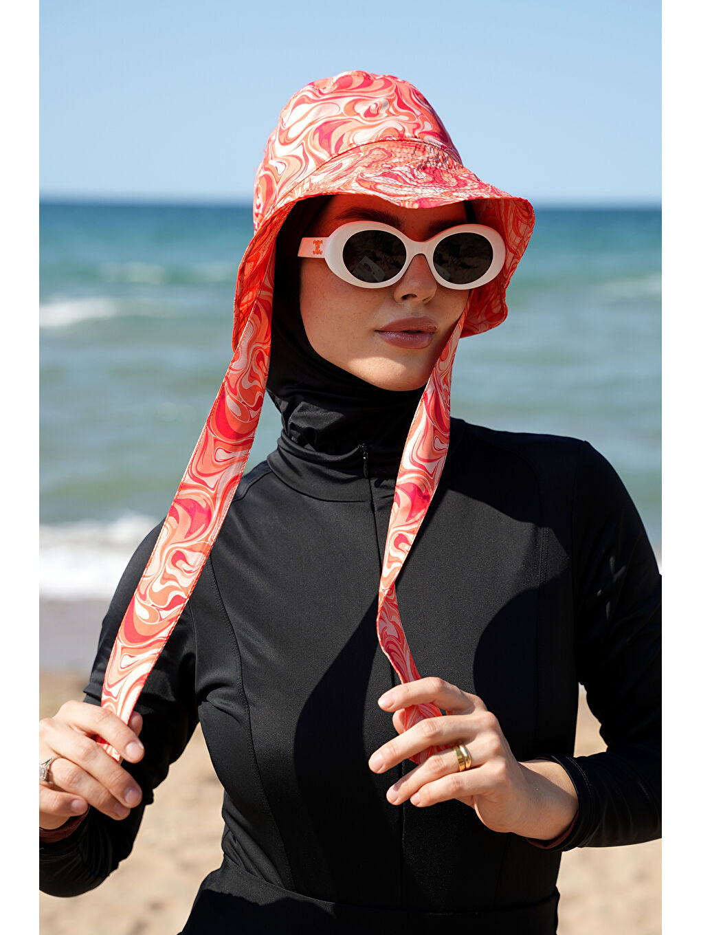 Turuncu Remsa Bağlamalı Bucket Şapka RŞBUC-02 Melis-1