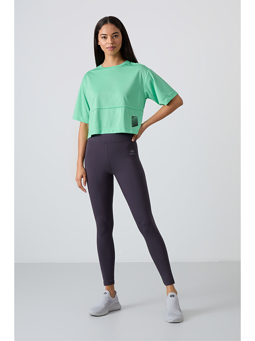 Antrasit Yüksek Bel Toparlayıcı Slim Fit Dar Paça Kadın Tayt - 94011