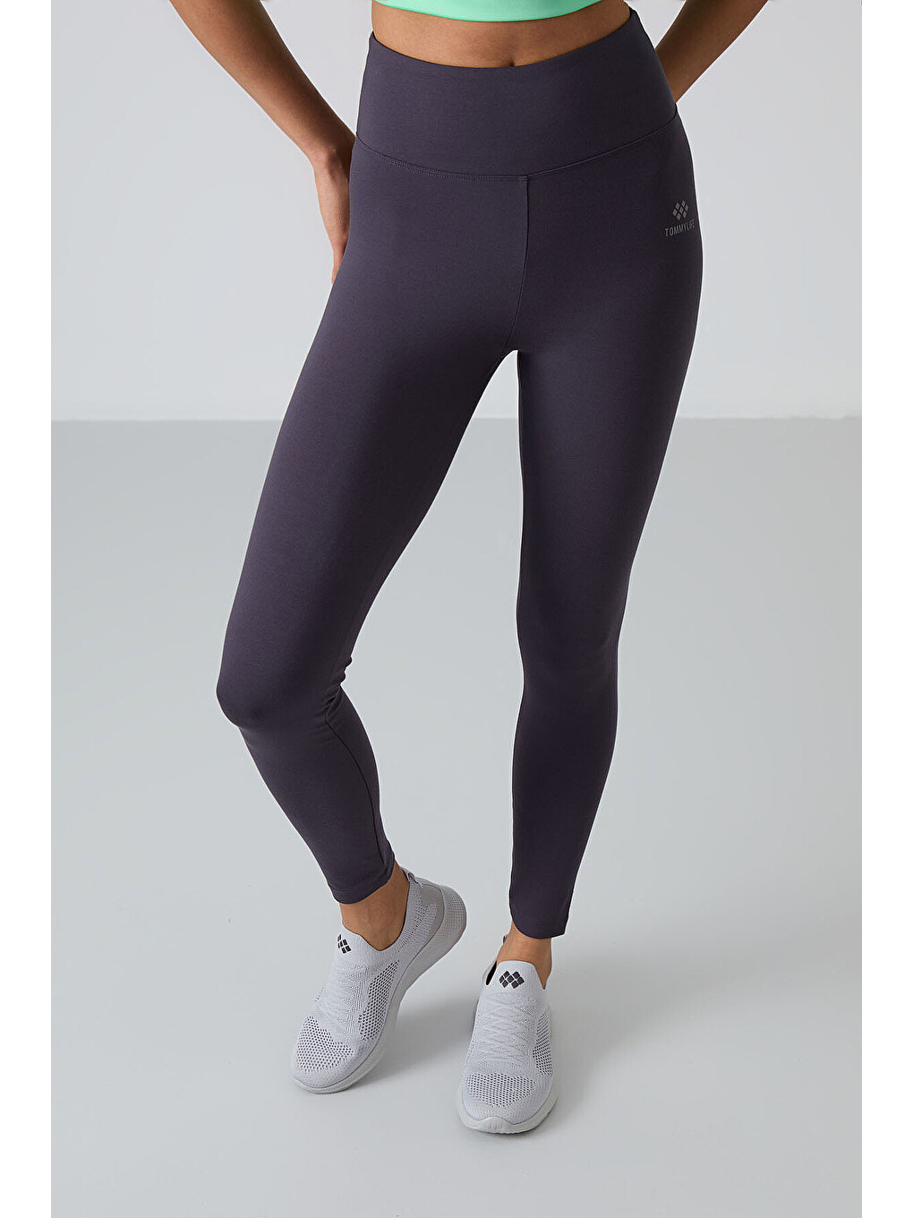 Antrasit Yüksek Bel Toparlayıcı Slim Fit Dar Paça Kadın Tayt - 94011-1