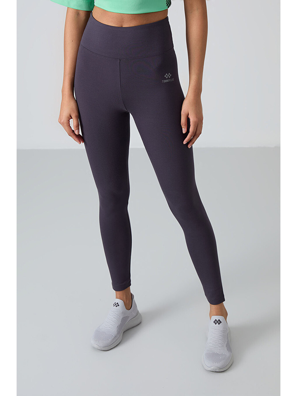 Antrasit Yüksek Bel Toparlayıcı Slim Fit Dar Paça Kadın Tayt - 94011-3