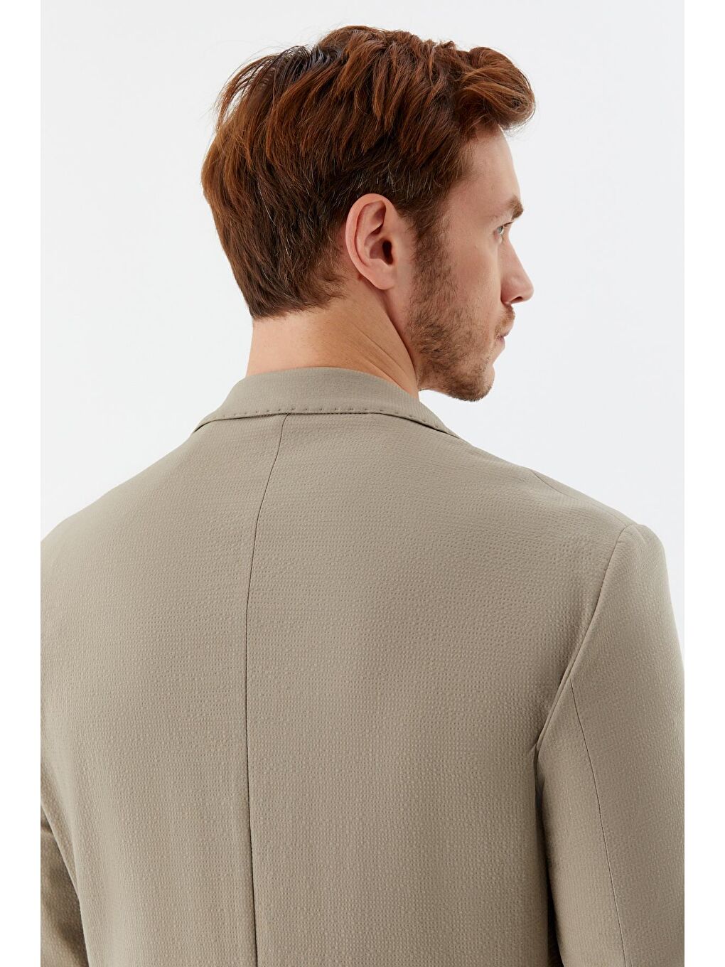 Bej Regular Fit Mono Yaka Erkek Blazer Ceket-5