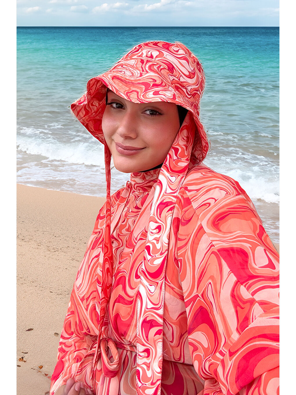 Turuncu Remsa Bağlamalı Bucket Şapka RŞBUC-02 Melis-2