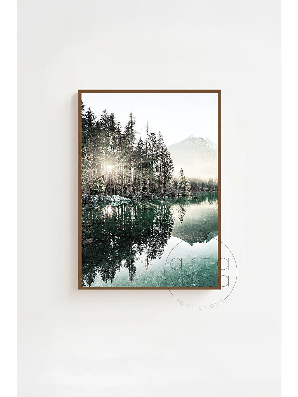 Beyaz 3 Parça Kahverengi Gerçek Ahşap Çerçeveli Tablo Seti - Model 1 - ERSY3KHVCRV1-3348-1