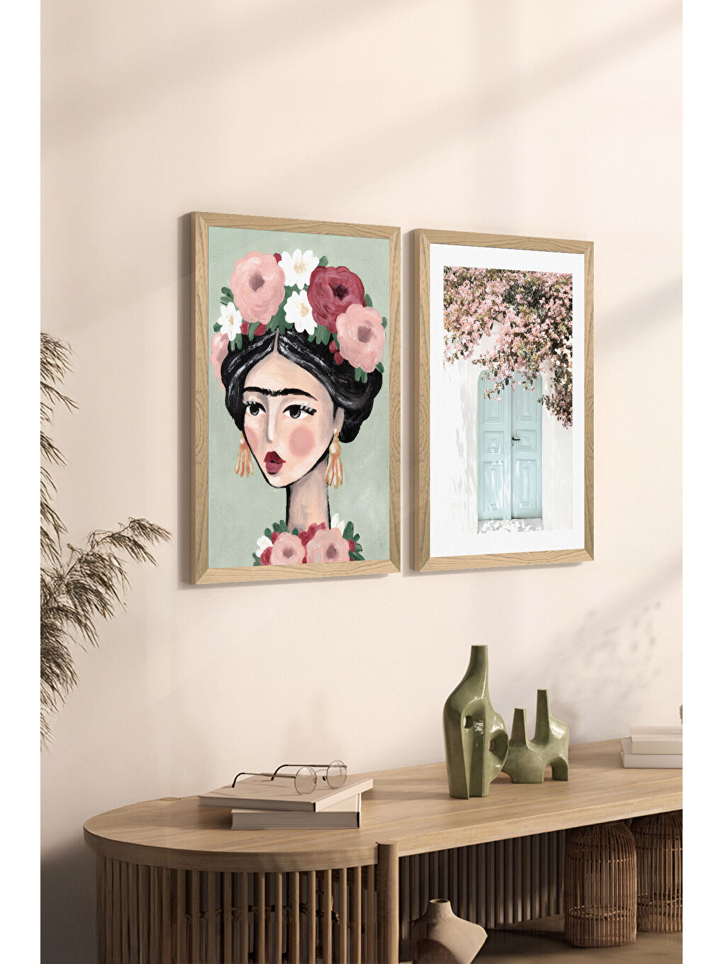 Beyaz 2 Parça Ahşap Çerçeve Görünümlü Mdf Tablo Seti 20x30 Cm - Model 10 - ERSY2MDFMODEL10-2030-1