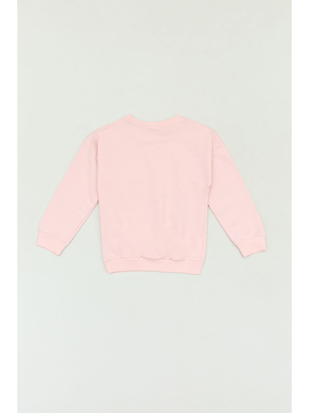 Fullamoda Pudra Pembe Panda Baskılı Bisiklet Yaka Kız Çocuk Sweatshirt - 1