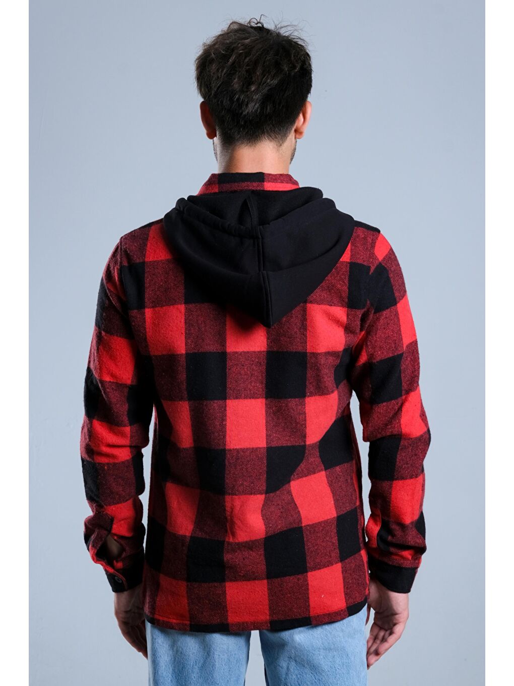 Bordo Çıkarılabilir Kapüşonlu Cepli Kışlık Erkek Oduncu Gömlek MAR4170-4