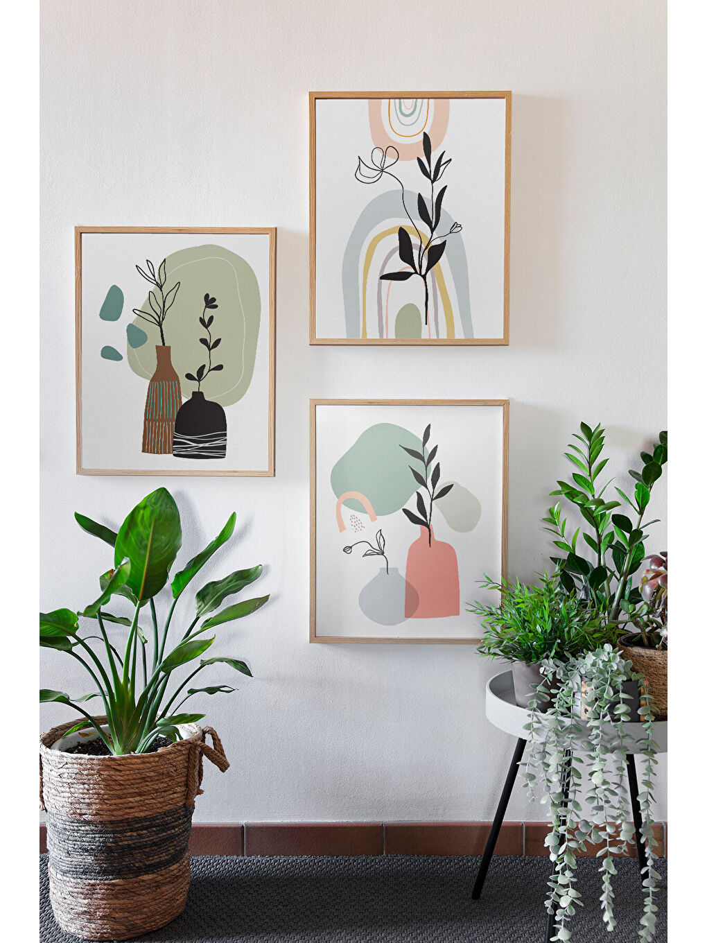 Beyaz Gerçek Ahşap Çerçeveli 3 Parça 3D Poster Tablo Seti - 3DARTSOHOSET124-3348