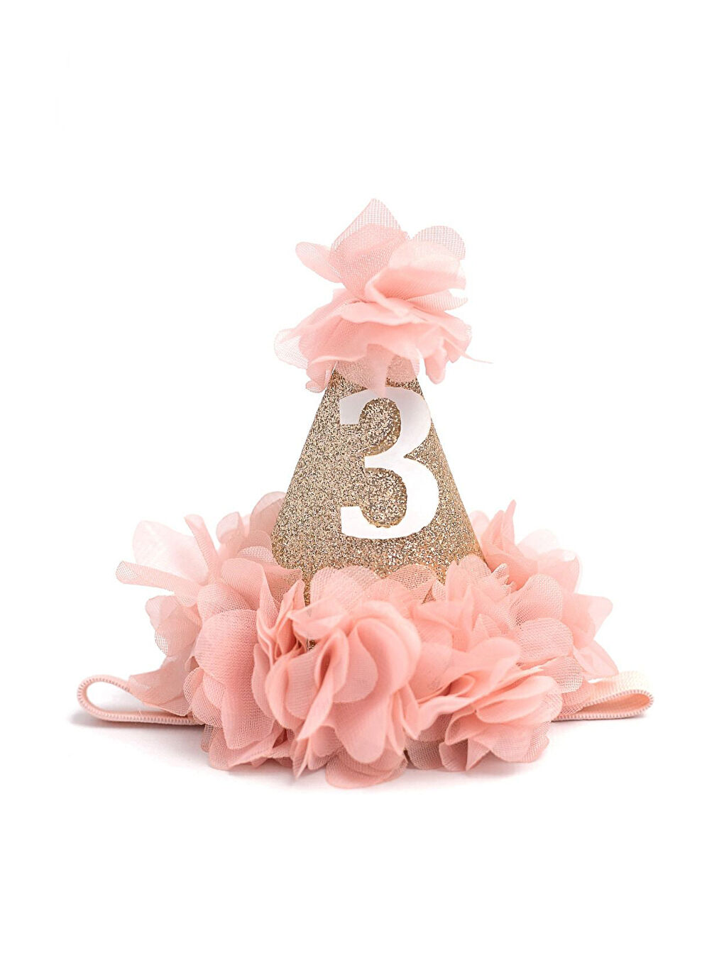 Pembe Pudra 3 Yaş Huni Doğum Günü Tacı