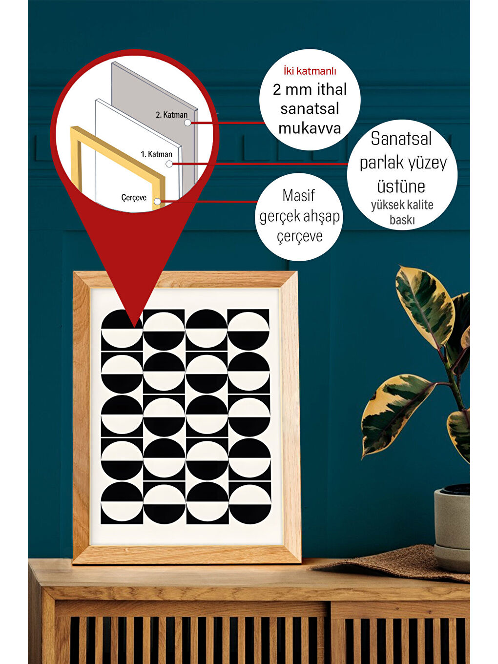 Beyaz Gerçek Ahşap Çerçeveli 3 Parça 3D Poster Tablo Seti - 3DARTSOHOSET33-3348-2