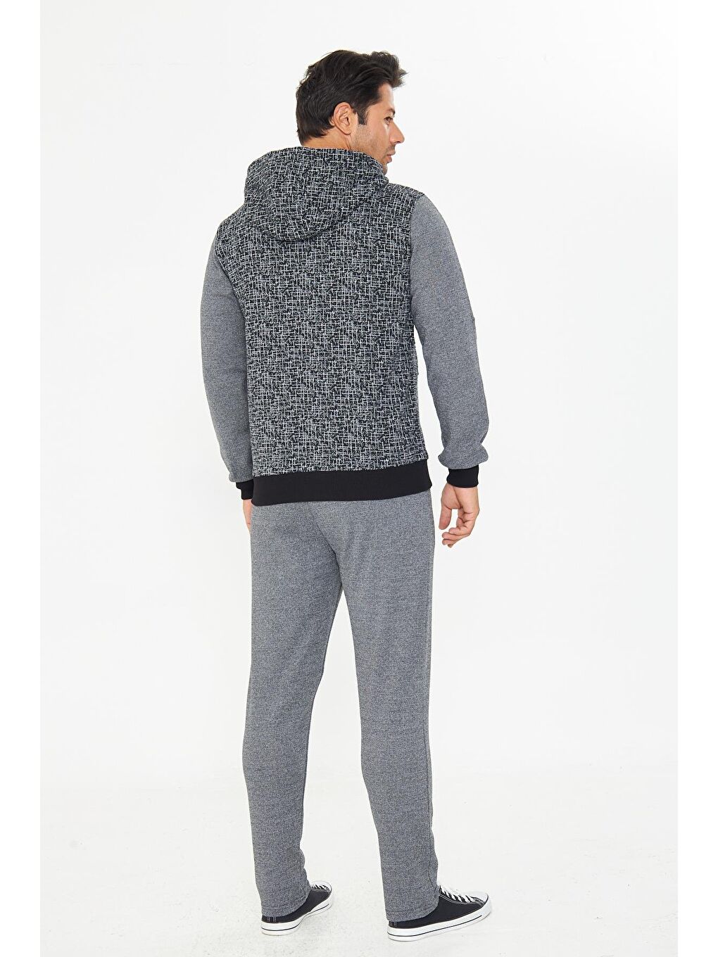 Erkek Tam Fermuarlı Kapüşonlu Eşofman Takımı Antrasit 5754-A-5