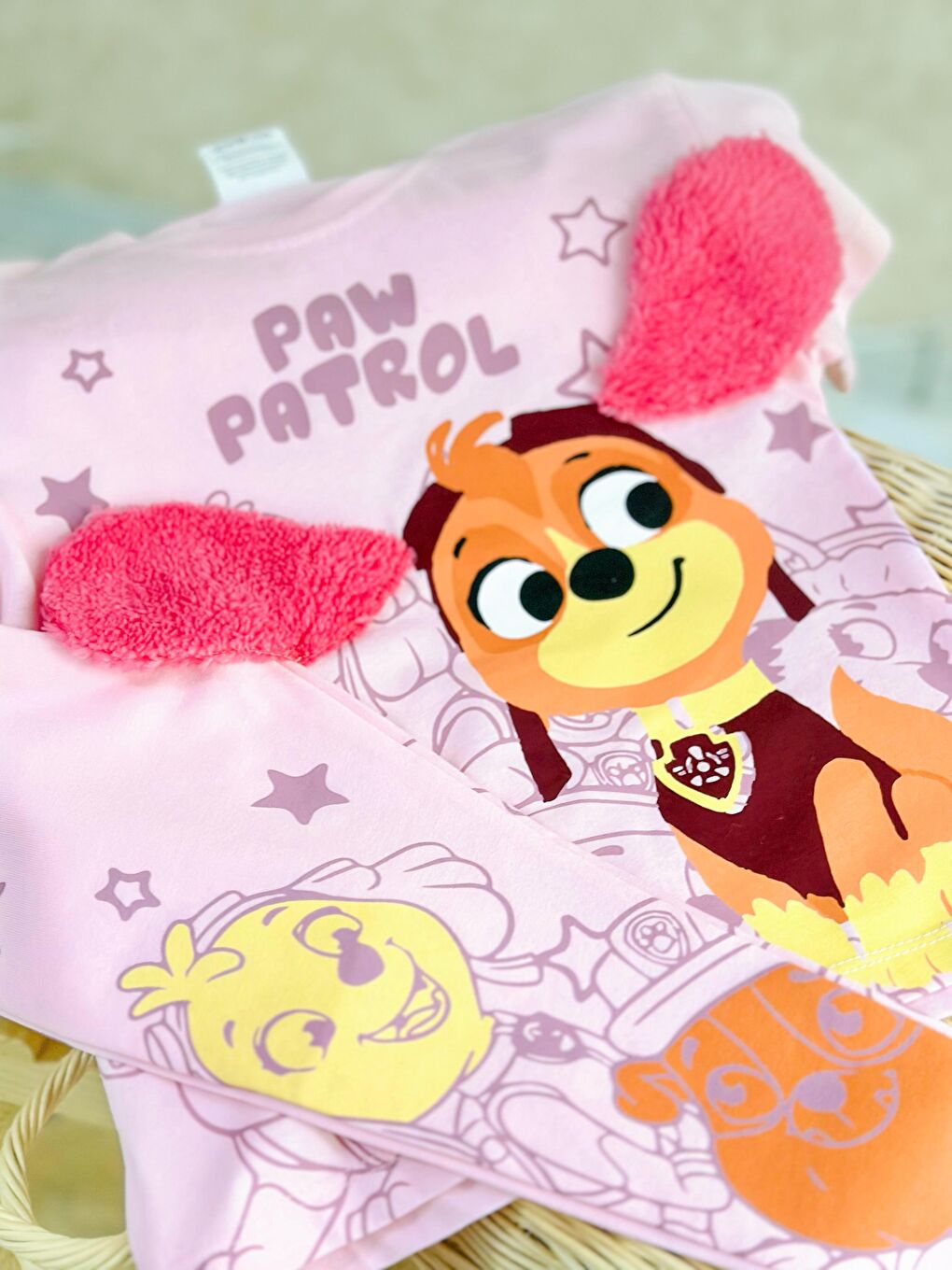 Pembe Kız Çocuk Paw Patrol Karakter Baskılı 2'Li Takım - Kulak Detaylı Tişört Ve Desenli Tayt-1