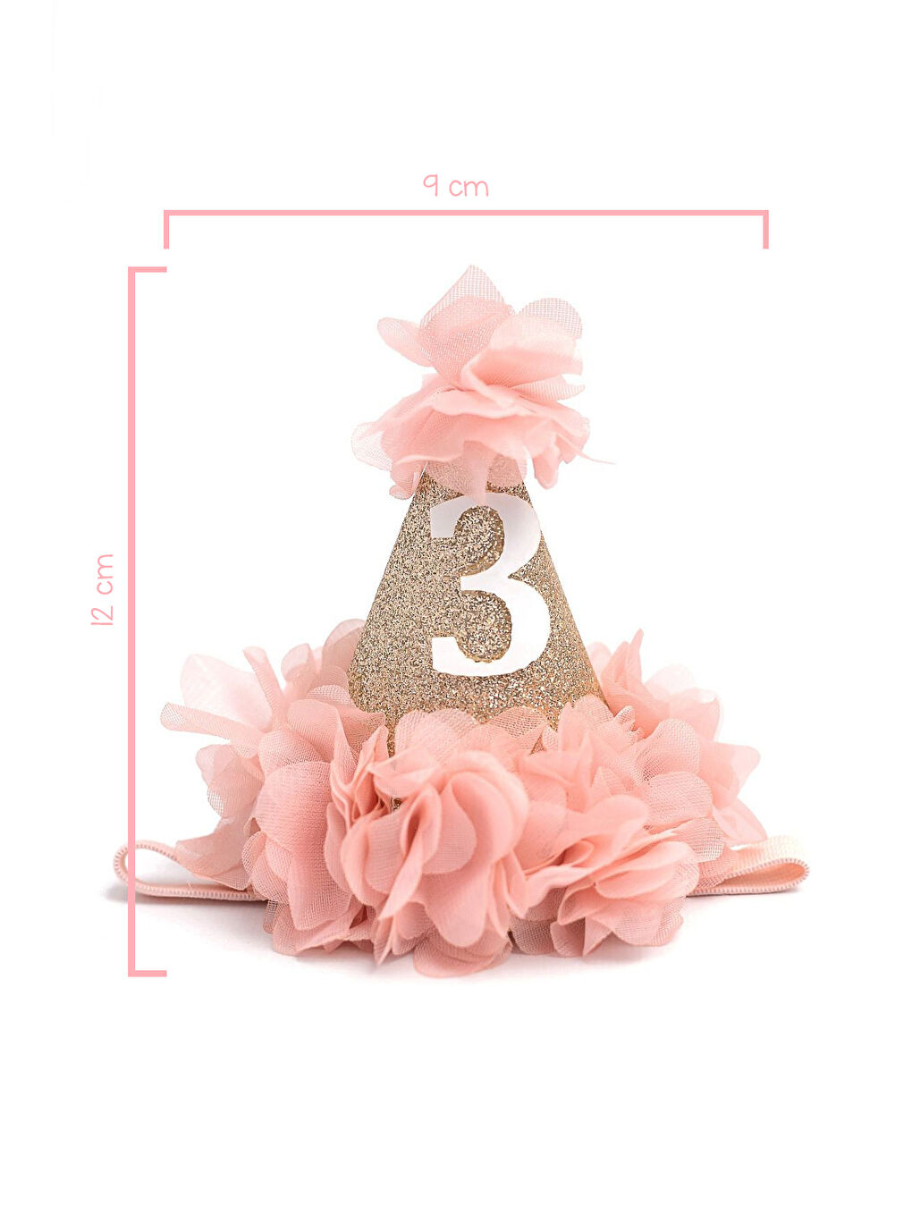 Pembe Pudra 3 Yaş Huni Doğum Günü Tacı-1