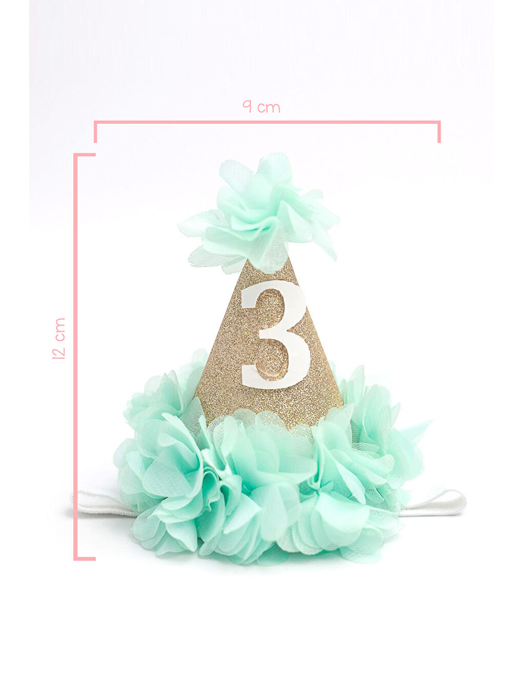 Yeşil Mint 3 Yaş Huni Doğum Günü Tacı-1