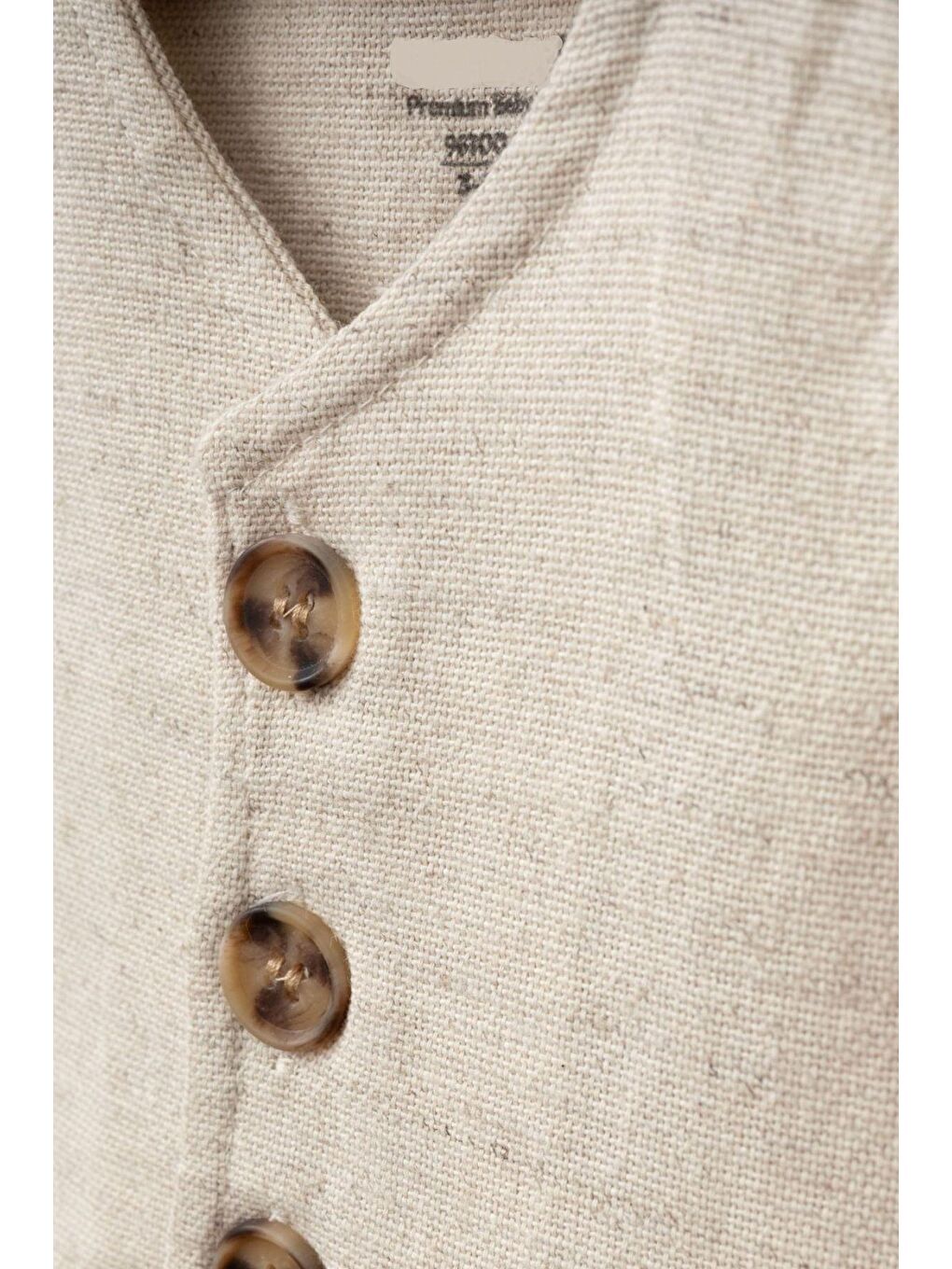 Kahverengi Kız Bebek Keten Yelekli Yazlık Şortlu Takım-2