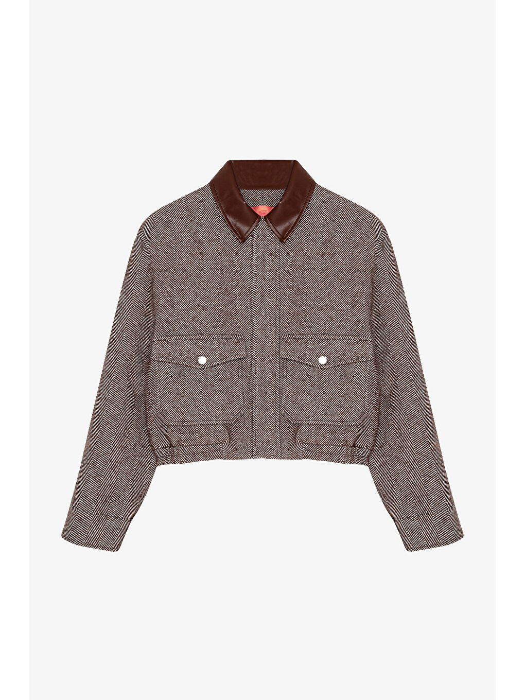 Balıksırtı Beli Lastikli Kaşe Ceket Kahverengi