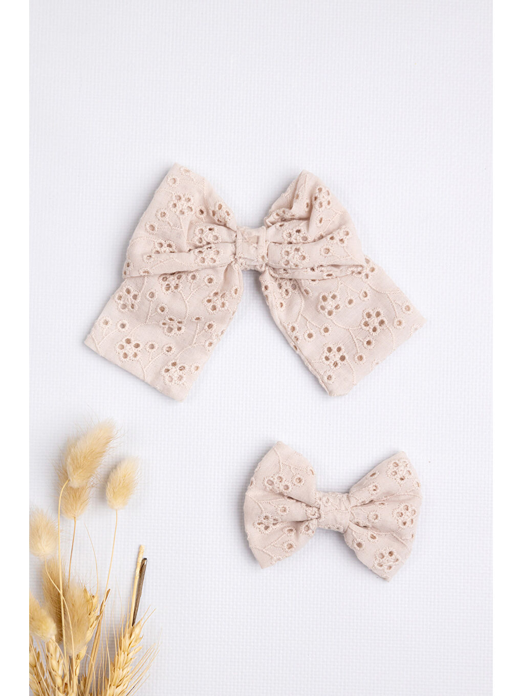 Bej Fisto Fiyonk Anne Kız Toka Set