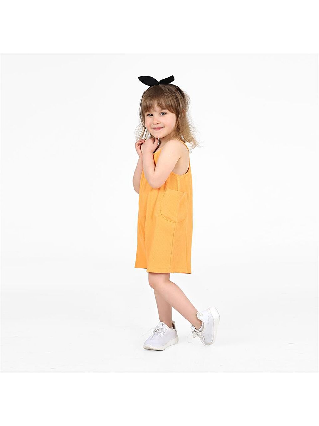 Turuncu Kız Çocuk Cep Detaylı Tulum