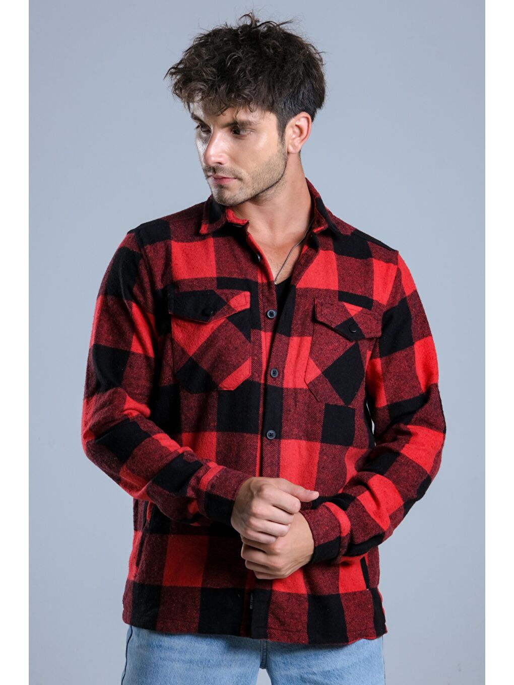 Bordo Çıkarılabilir Kapüşonlu Cepli Kışlık Erkek Oduncu Gömlek MAR4170-6