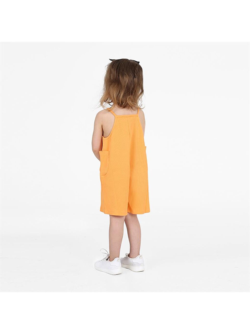 Turuncu Kız Çocuk Cep Detaylı Tulum-1