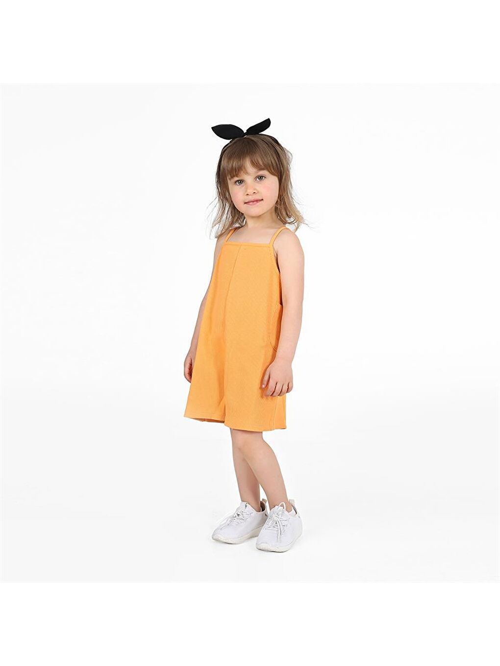 Turuncu Kız Çocuk Cep Detaylı Tulum-2